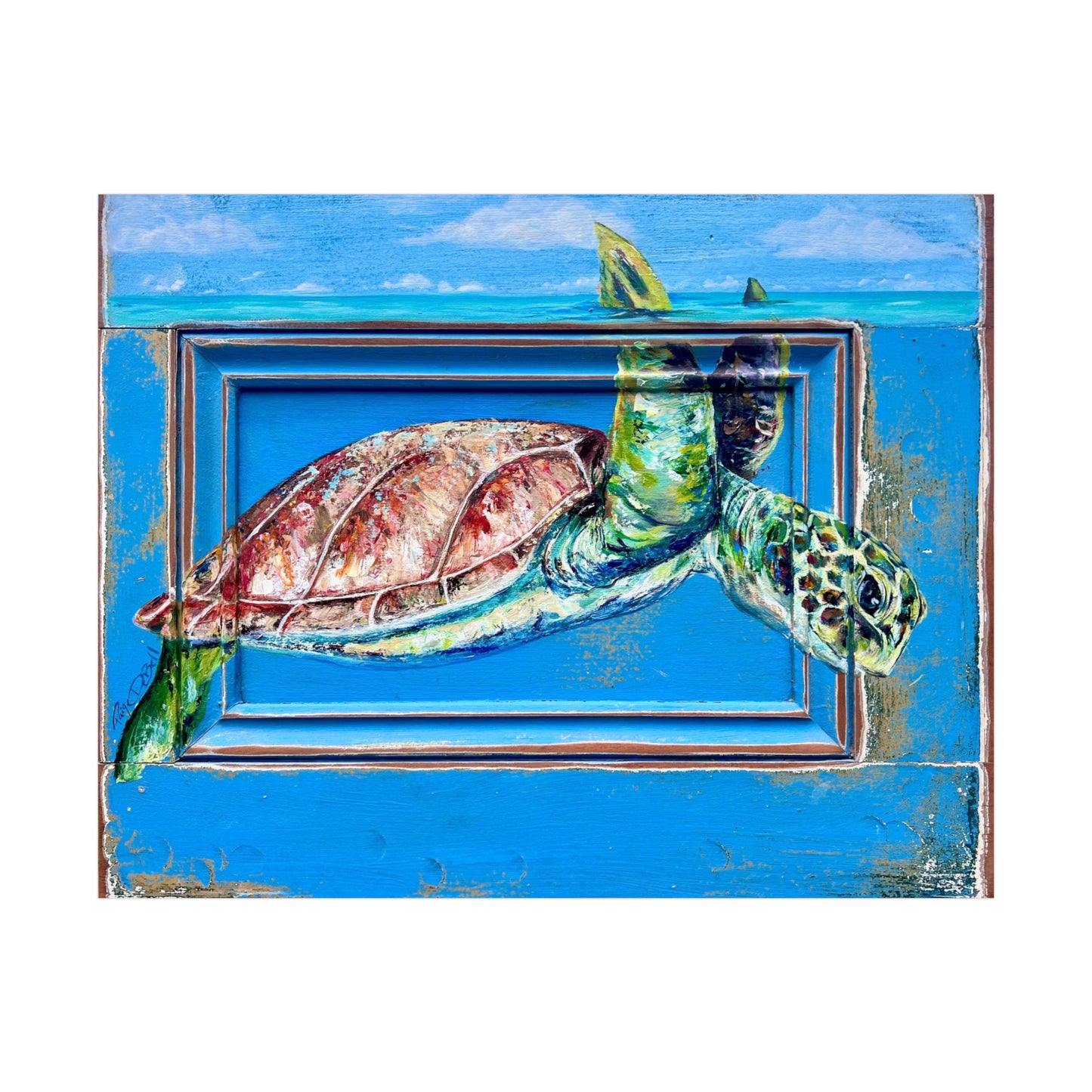 Sea Turtle fine art painting Rolled Posters