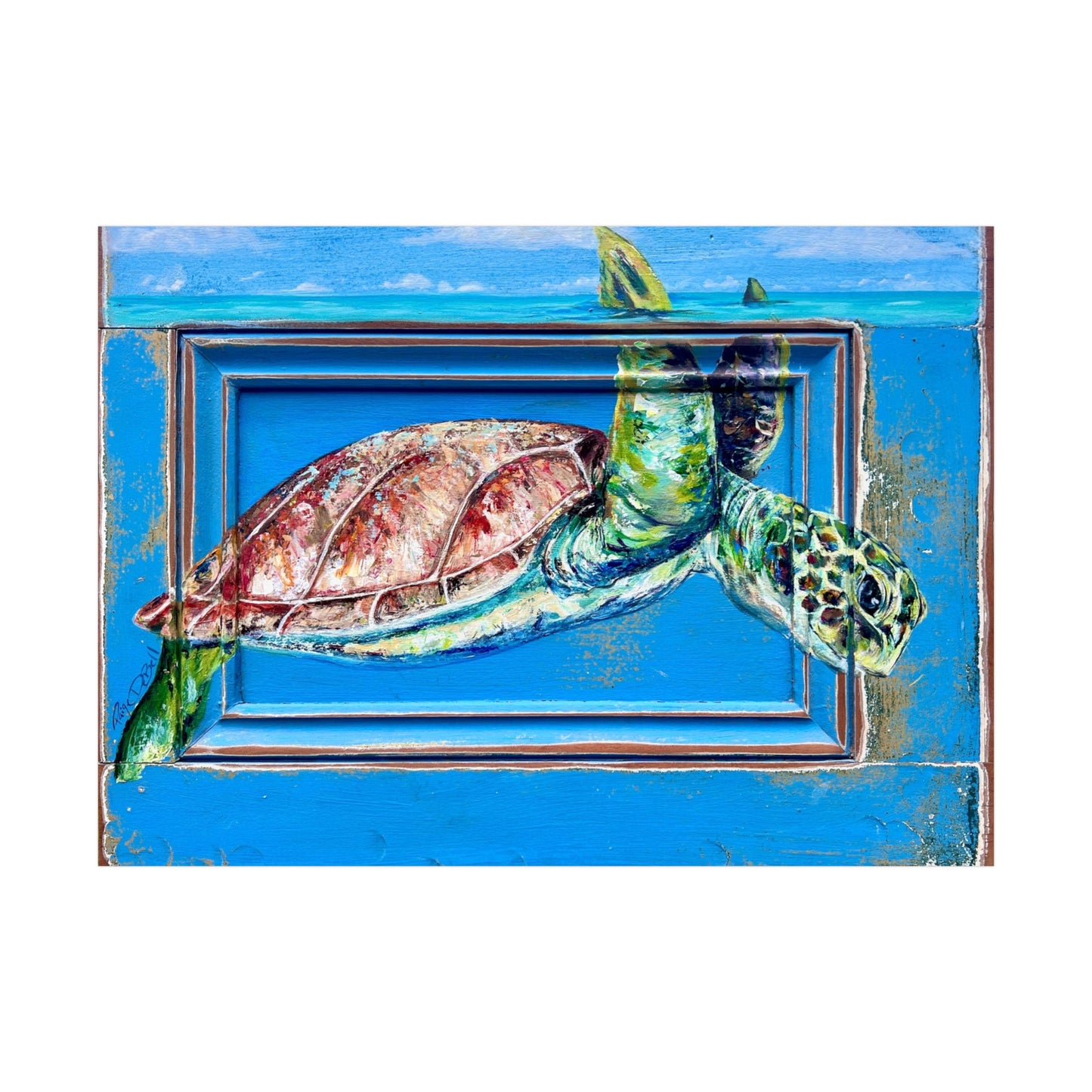 Sea Turtle fine art painting Rolled Posters