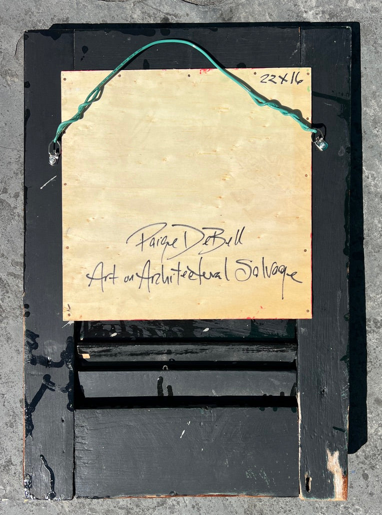 BAYOU BLUE CRAB ** Original Painting by Paige DeBell on a Reclaimed Shutter ** Art on Architectural Salvage from New Orleans