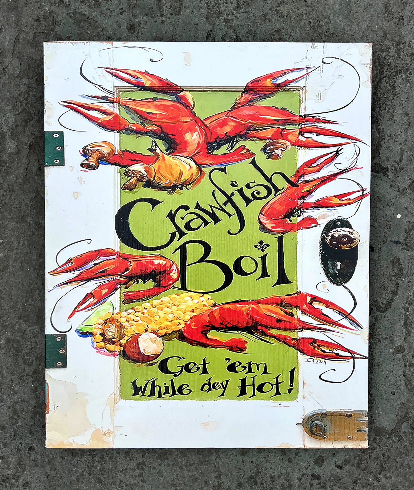 CRAWFISH BOIL Painting** Gallery Wrapped Giclee 16" x 20" ** New Orleans artist, Paige DeBell