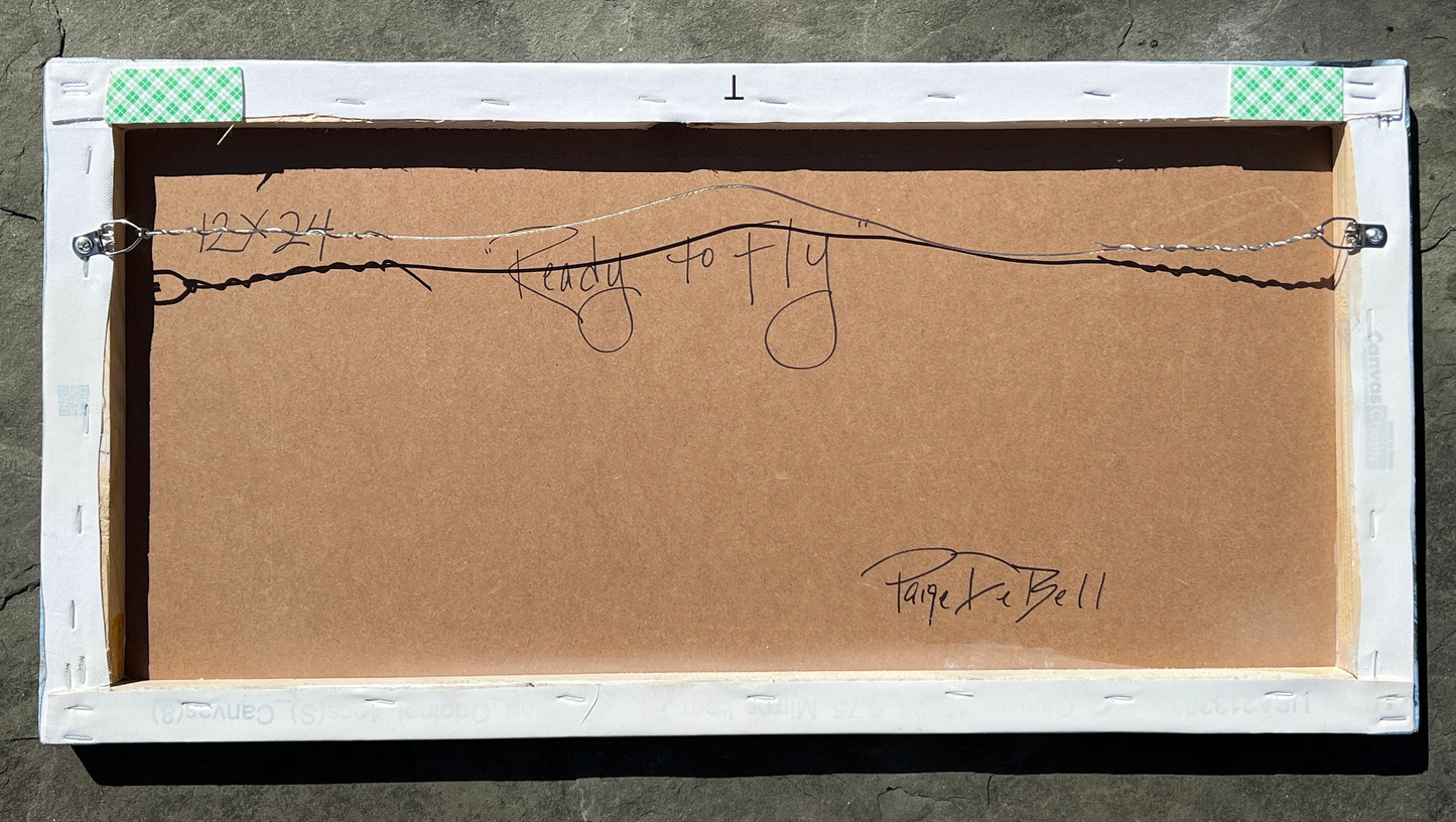 BLUE HERON Painting “Taking Flight” **Gallery Wrapped Giclee 12” x 24”* by New Orleans artist Paige DeBell