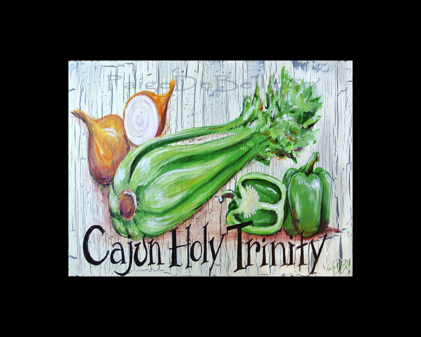 CAJUN HOLY TRINITY ** 11" x14" Print of my original painting by New Orleans artist, Paige DeBell on Architectural Salvage
