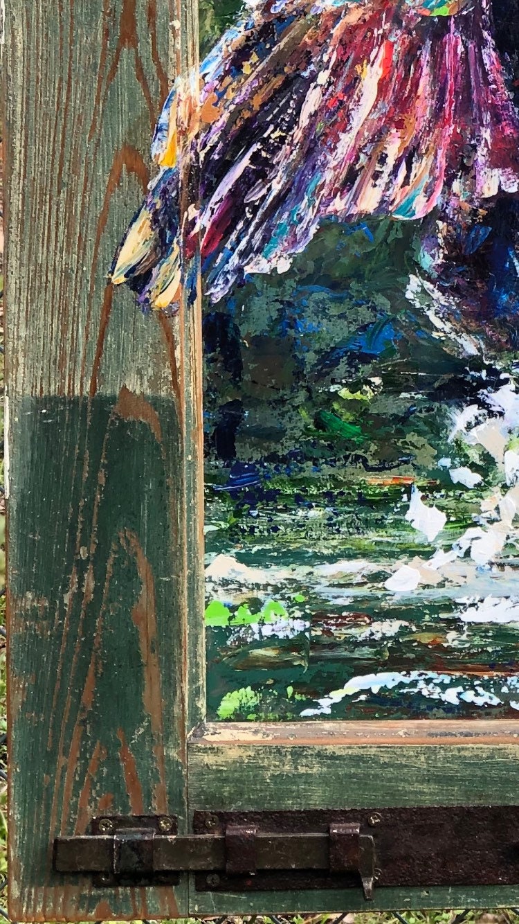 SPLASH DOWN** Original Fine Art Painting**Pelican hand painted on Hurricane Katrina Door shoeing the Flood Line