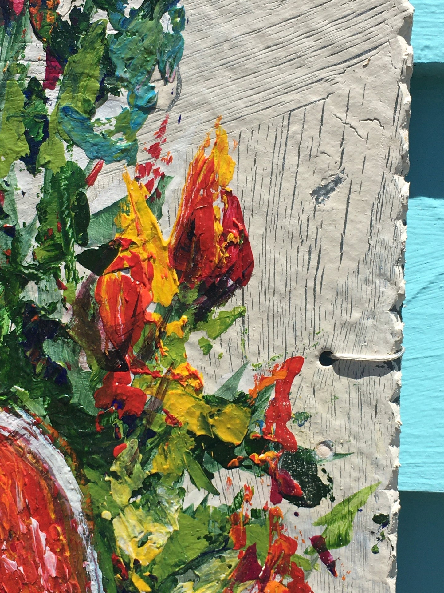 TABASCO Original Painting on Salvaged Roof Slate 12 x 24 by Paige DeBell, New Orleans artist