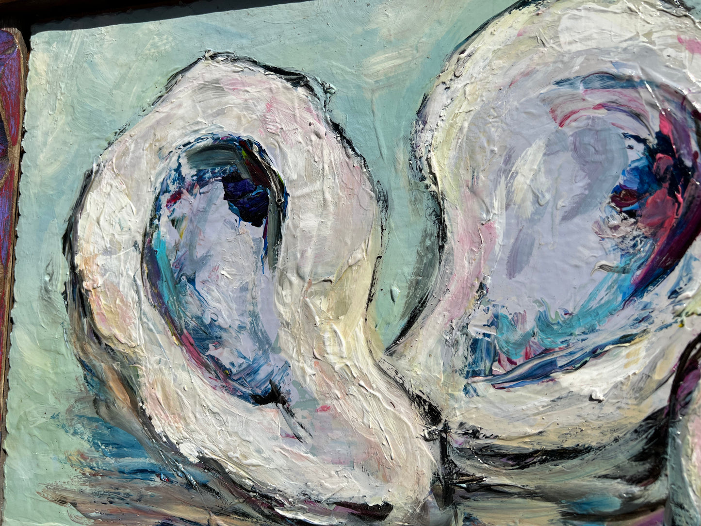 OYSTER SHELLS Painting on Architectural Salvage by New Orleans artist, Paige DeBell