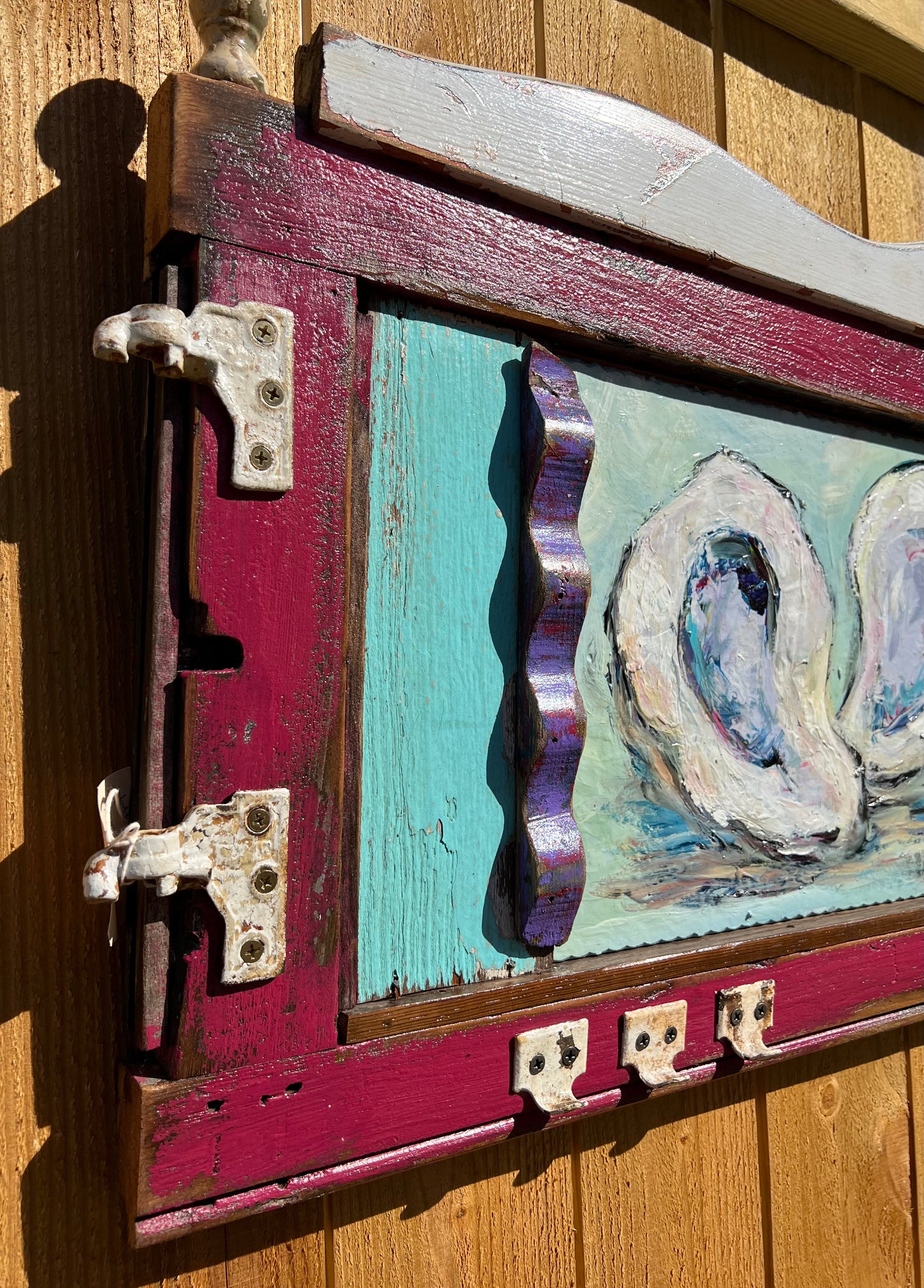 OYSTER SHELLS Painting on Architectural Salvage by New Orleans artist, Paige DeBell