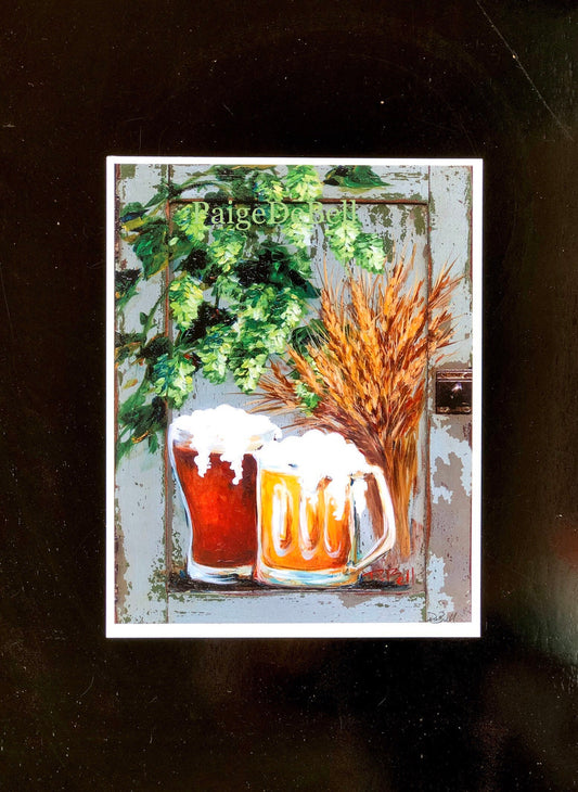 BARLEY and HOPS Painting**BEER Painting on Architectural Salvage ** 11"x 14" Print of my original by New Orleans artist, Paige DeBell