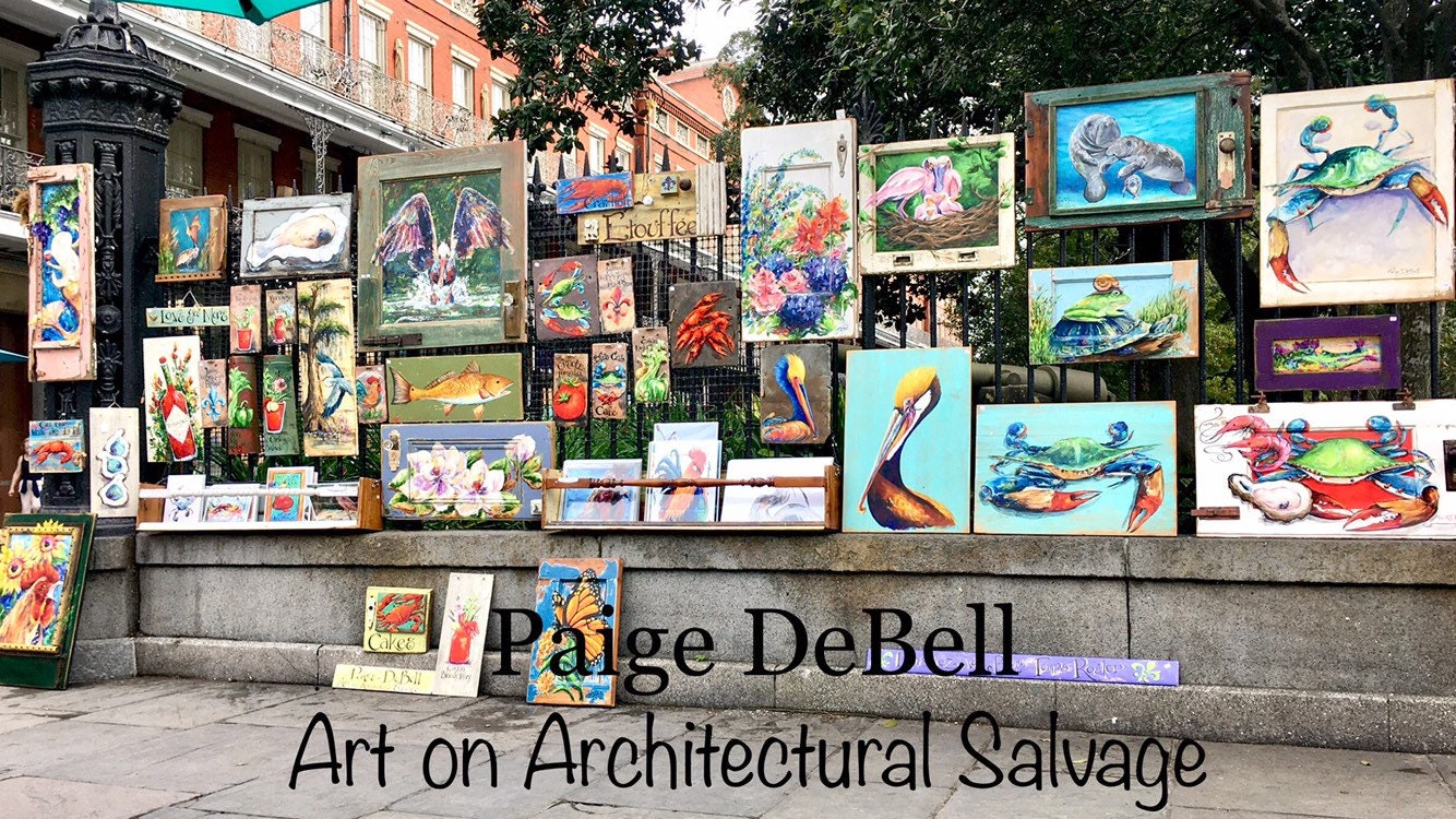 CRAWFISH BOIL ** 11" x14" Print of my original painting by New Orleans artist, Paige DeBell on Architectural Salvage