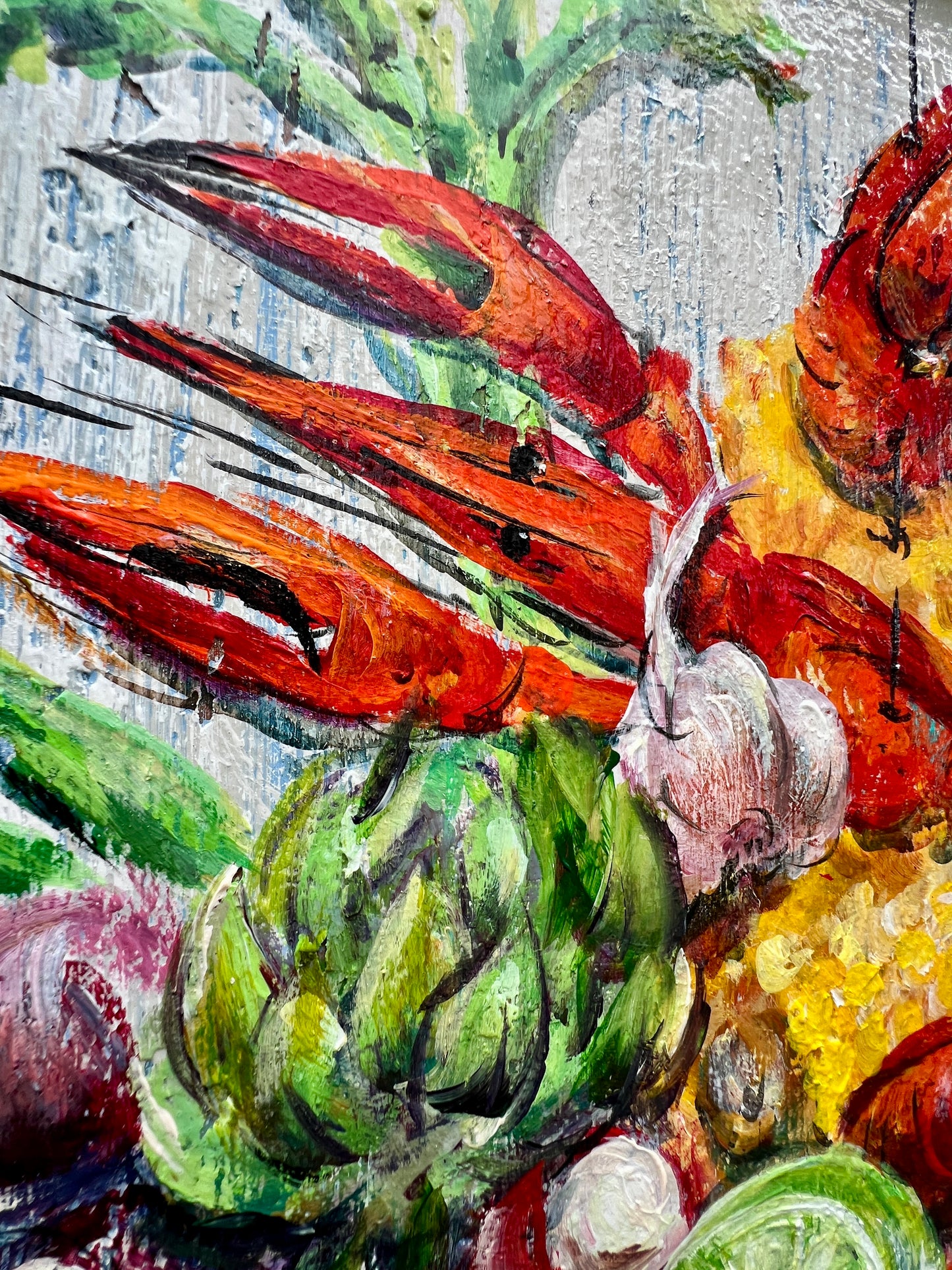 CRAWFISH BOIL BLOODY MARY * Original Painting on reclaimed wood * New Orleans artist Paige DeBell