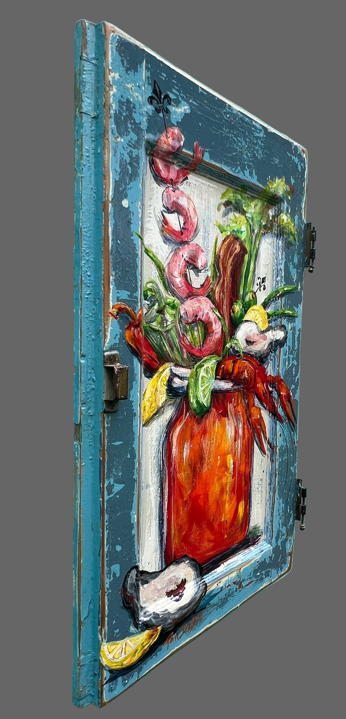 DIRTY COAST BLOODY MARY * Original Painting on reclaimed wood * New Orleans artist Paige DeBell