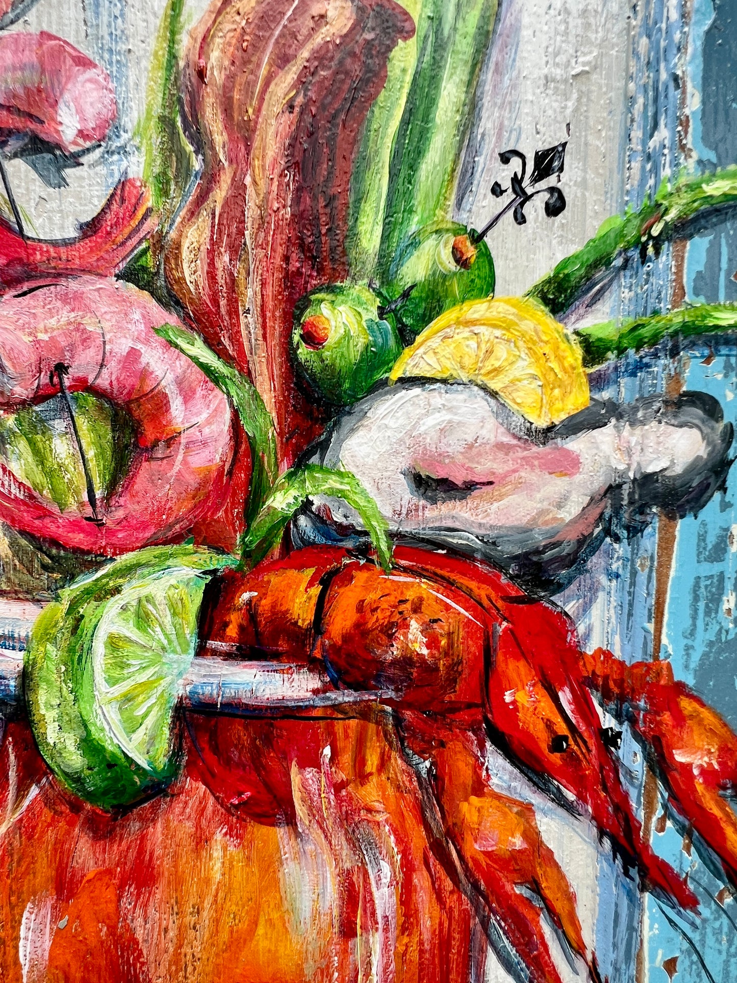 DIRTY COAST BLOODY MARY * Original Painting on reclaimed wood * New Orleans artist Paige DeBell