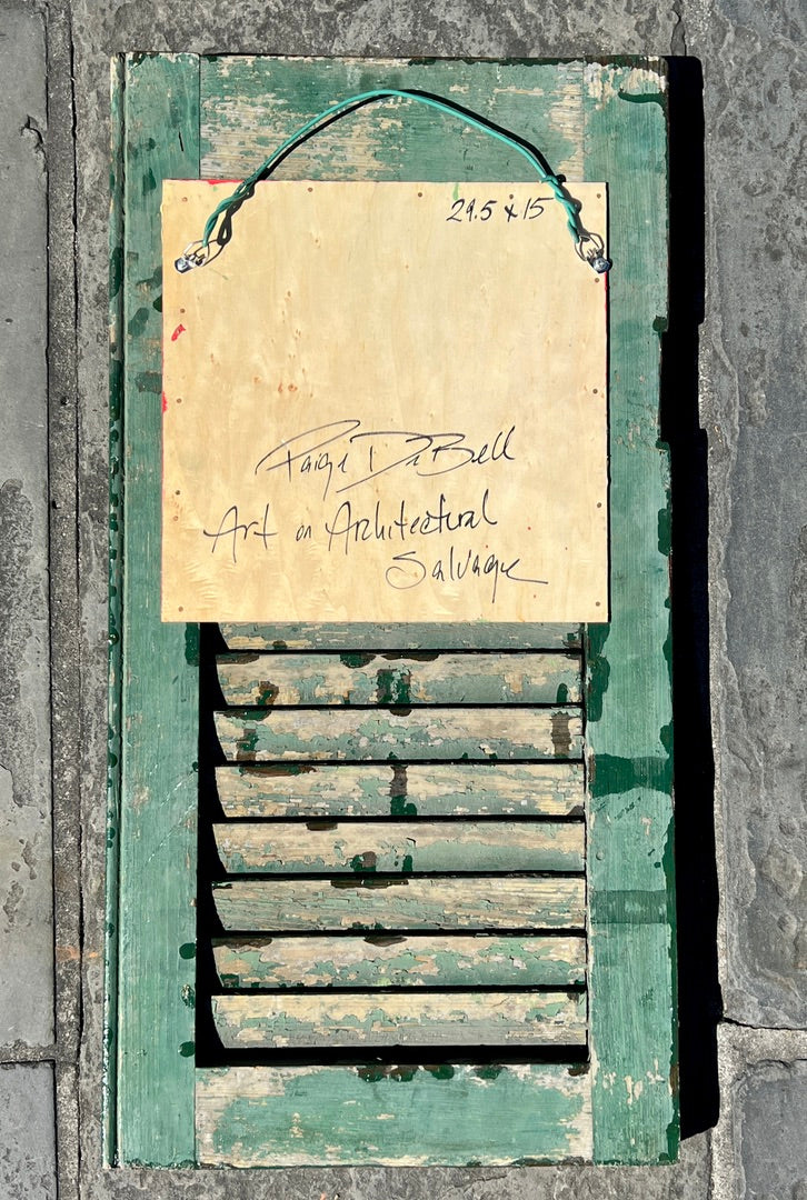 SWAMP FRIENDS ** Original Painting by Paige DeBell on a Reclaimed Shutter ** Architectural Salvage from New Orleans
