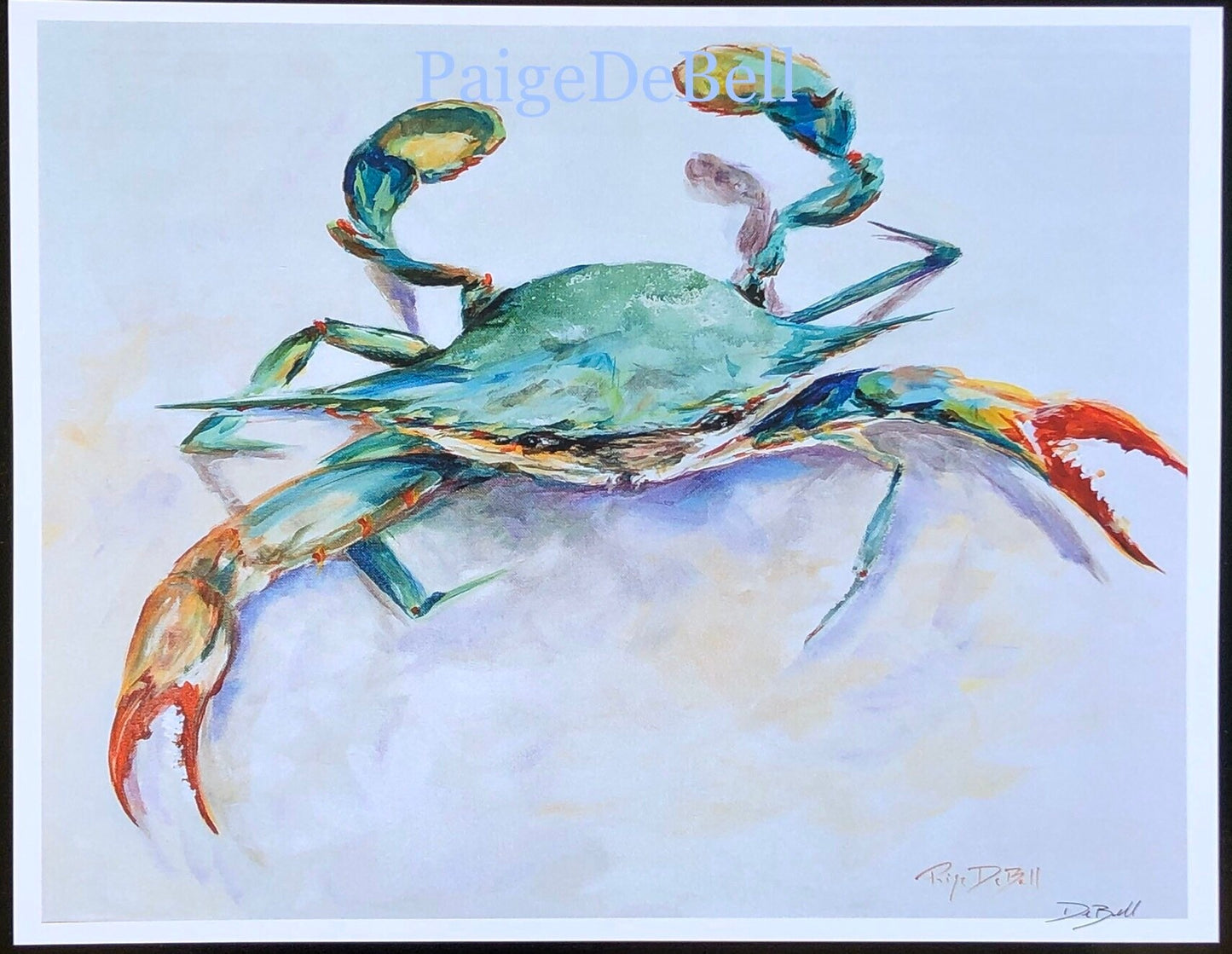 GRAND ISLE CRAB Painting** 11" x14" Print of my original Crab Painting by New Orleans artist, Paige DeBell