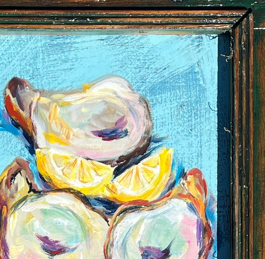 OYSTER SHELLS Original Painting by Paige DeBell on Architectural Salvage from New Orleans