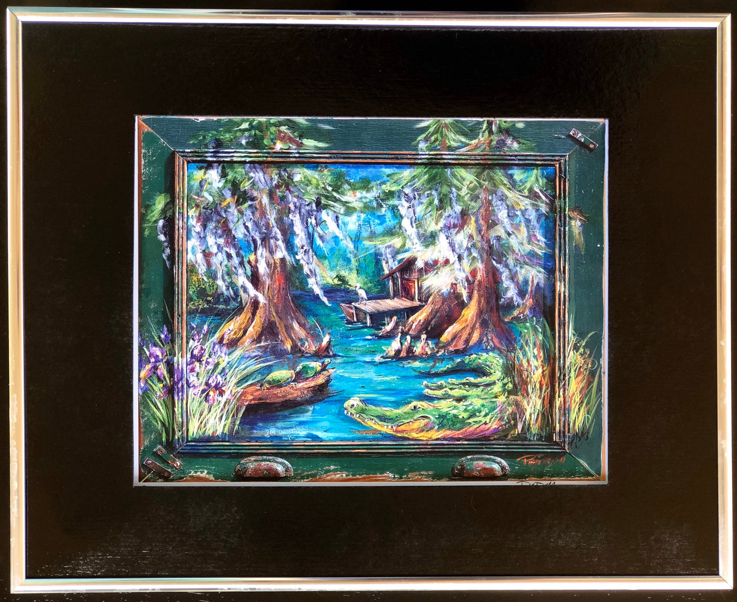 ALLIGATOR BAYOU ** 11" x 14" Print of my original painting by New Orleans artist, Paige DeBell on Architectural Salvage