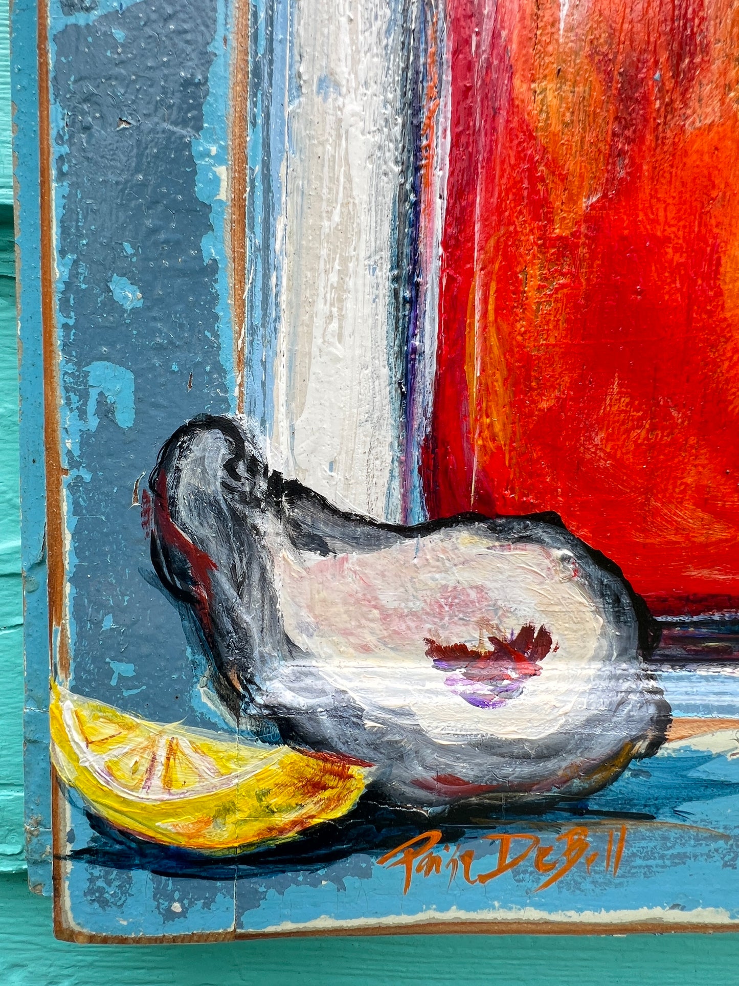 DIRTY COAST BLOODY MARY * Original Painting on reclaimed wood * New Orleans artist Paige DeBell