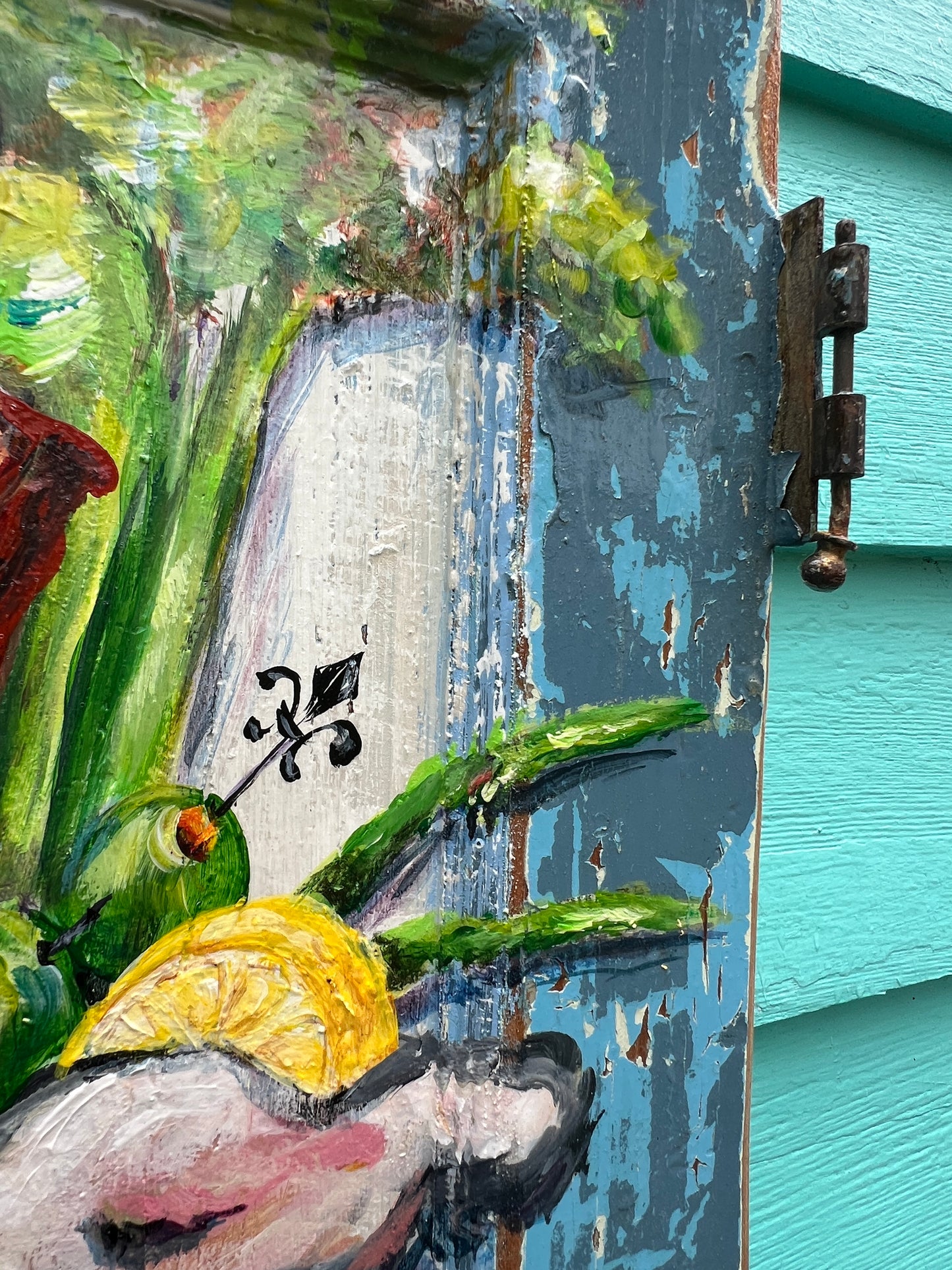 DIRTY COAST BLOODY MARY * Original Painting on reclaimed wood * New Orleans artist Paige DeBell