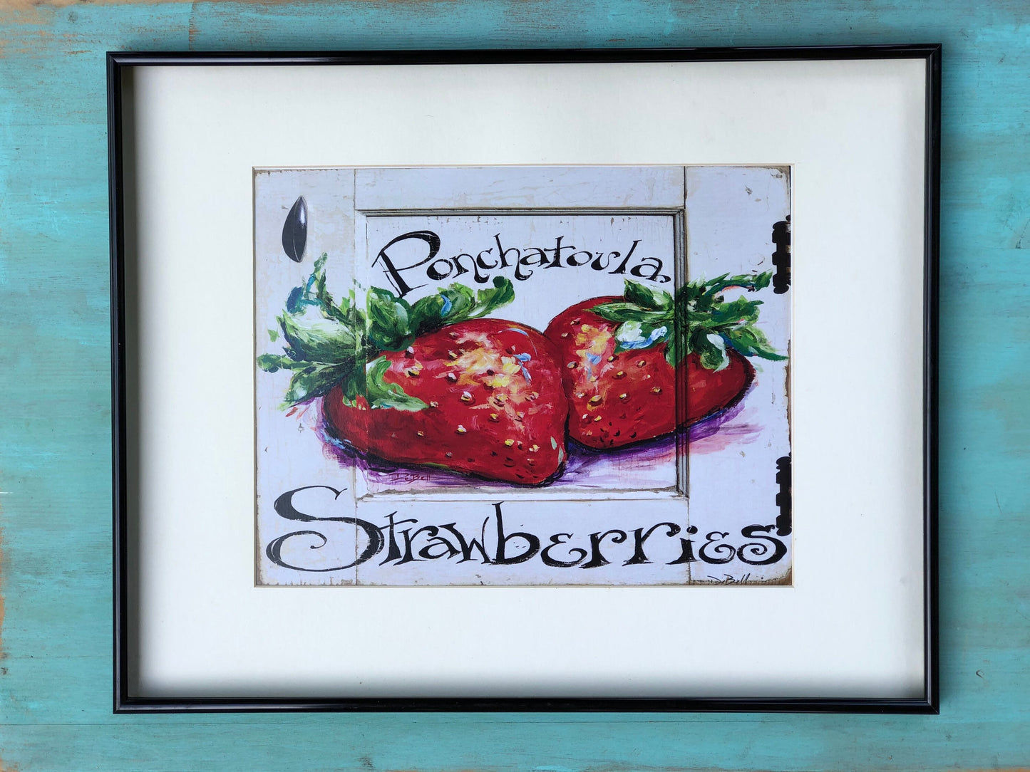 PONTCHATOULA STRAWBERRIES PAINTING on Architectural Salvage ** 11" x14" Print of my original painting by New Orleans artist, Paige DeBell