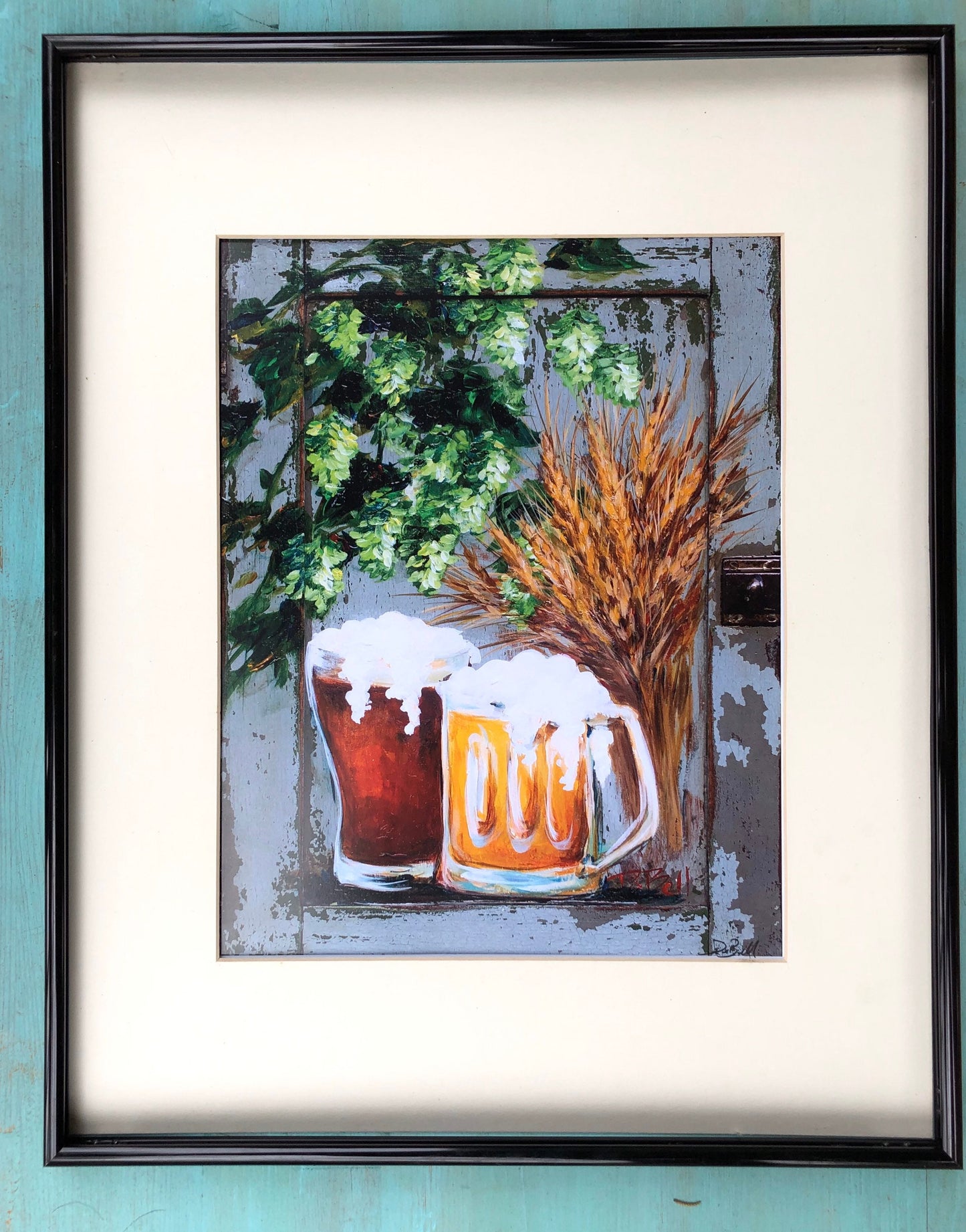 BARLEY and HOPS Painting**BEER Painting on Architectural Salvage ** 11"x 14" Print of my original by New Orleans artist, Paige DeBell