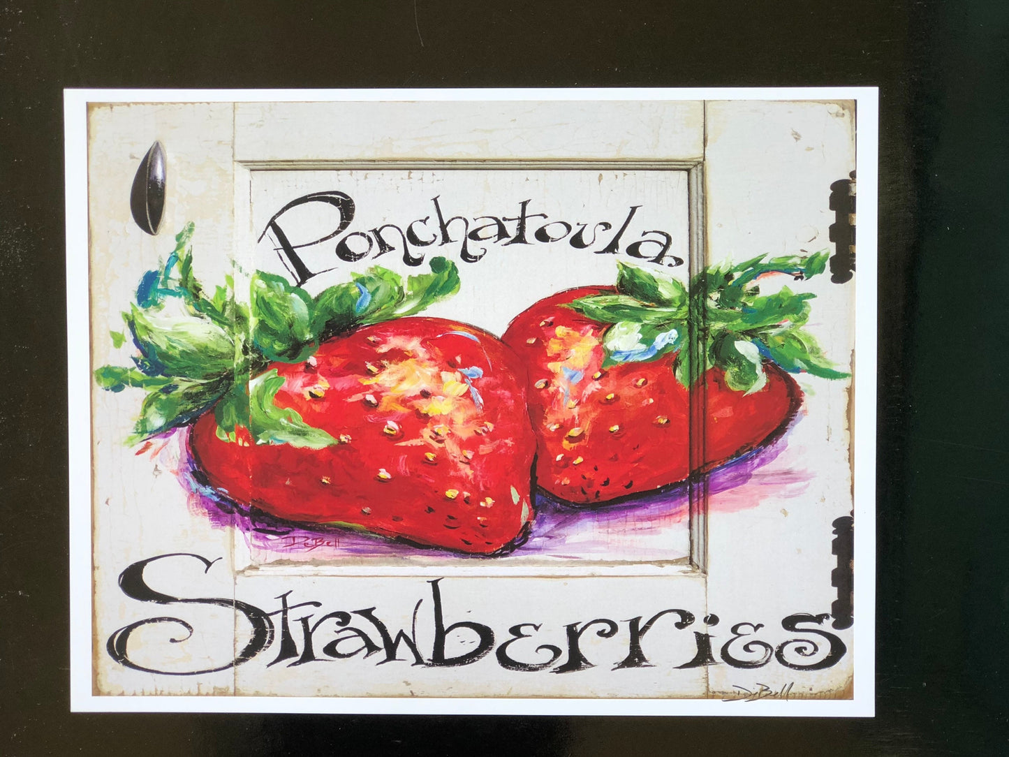 PONTCHATOULA STRAWBERRIES PAINTING on Architectural Salvage ** 11" x14" Print of my original painting by New Orleans artist, Paige DeBell