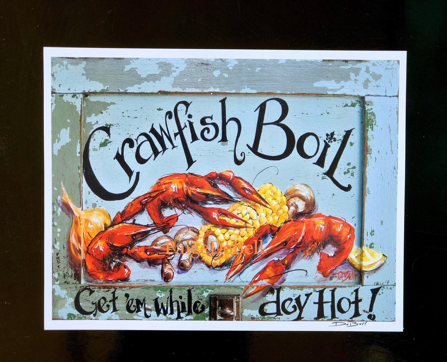 CRAWFISH BOIL ** 11" x14" Print of my original painting by New Orleans artist, Paige DeBell on Architectural Salvage