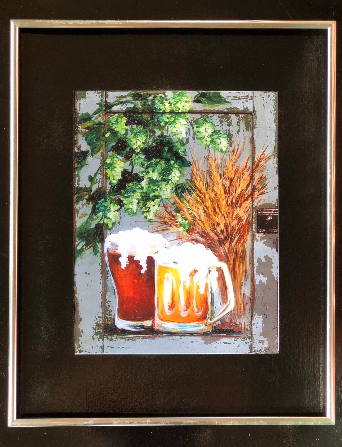 BARLEY and HOPS Painting**BEER Painting on Architectural Salvage ** 11"x 14" Print of my original by New Orleans artist, Paige DeBell