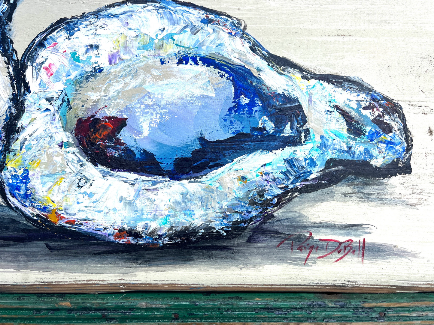 OYSTER SHELLS PAINTING on Architectural Salvage **New Orleans artist Original Oyster Art****16” x 47”