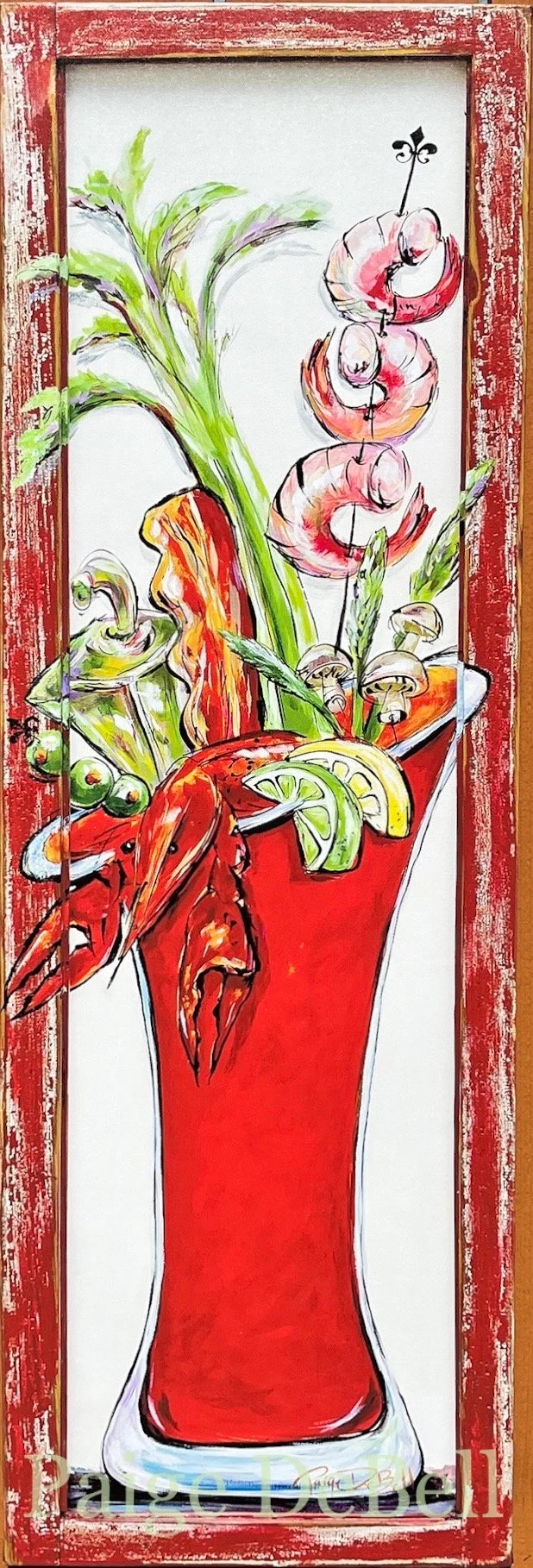 JAZZY BLOODY MARY Painting**Gallery Wrapped Giclee 12” x 36” **New Orleans artist, Paige DeBell