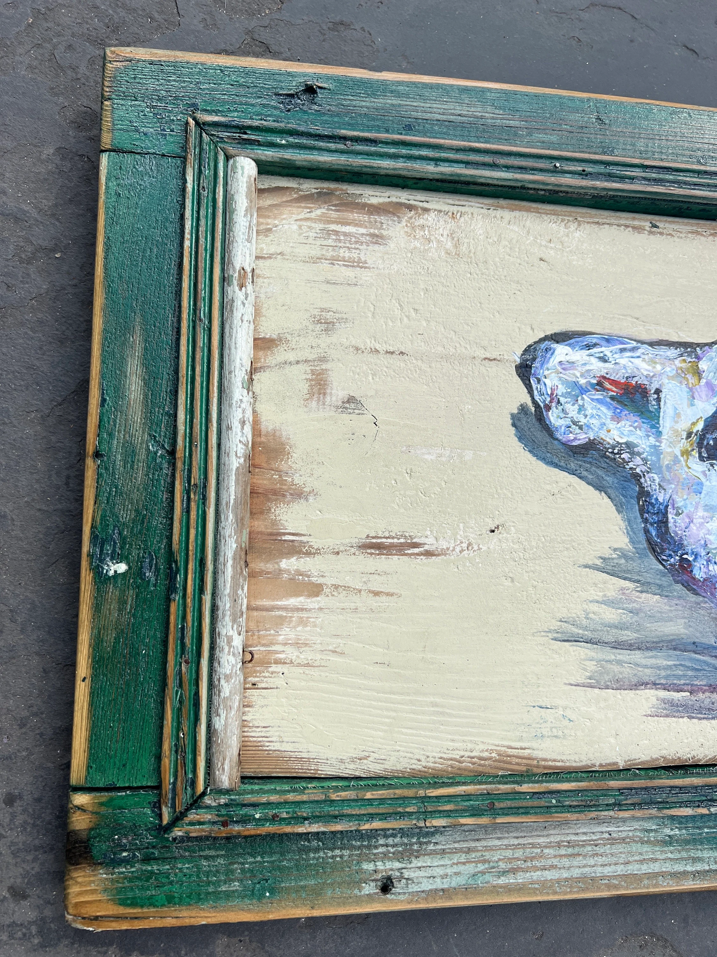 OYSTER SHELLS PAINTING on Architectural Salvage **New Orleans artist Original Oyster Art****16” x 47”