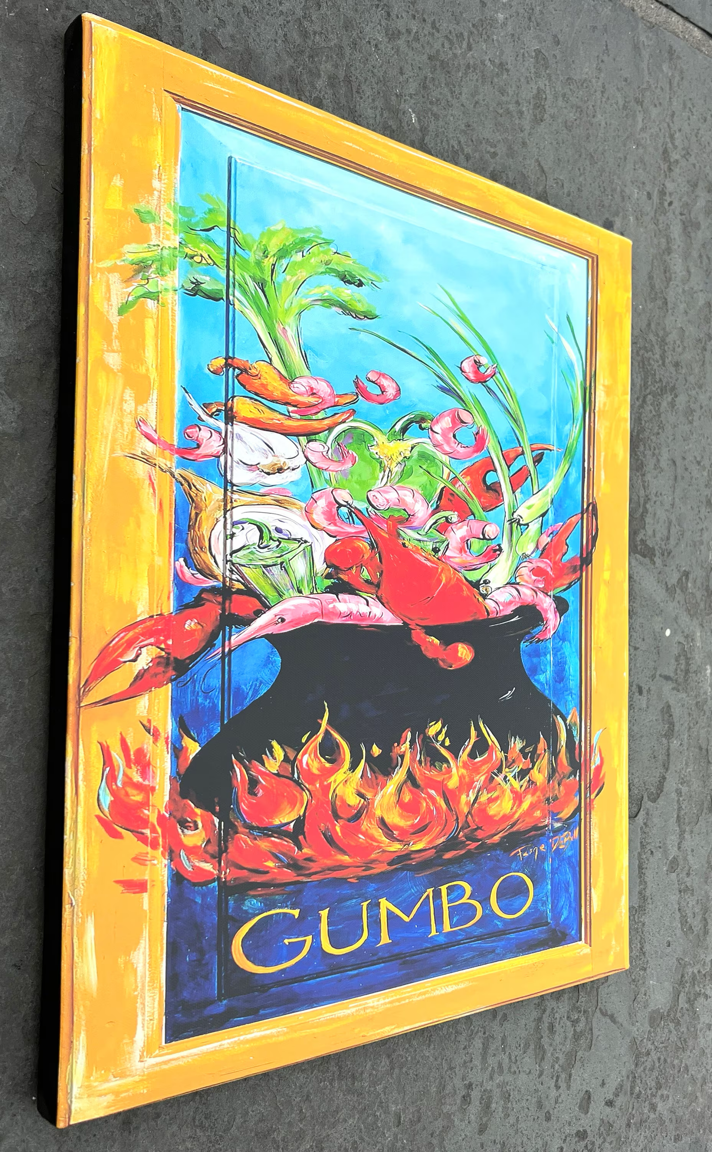 GUMBO Painting** SEAFOOD GUMBO Gallery Wrapped Giclee 16" x 20" ** New Orleans artist, Paige DeBell