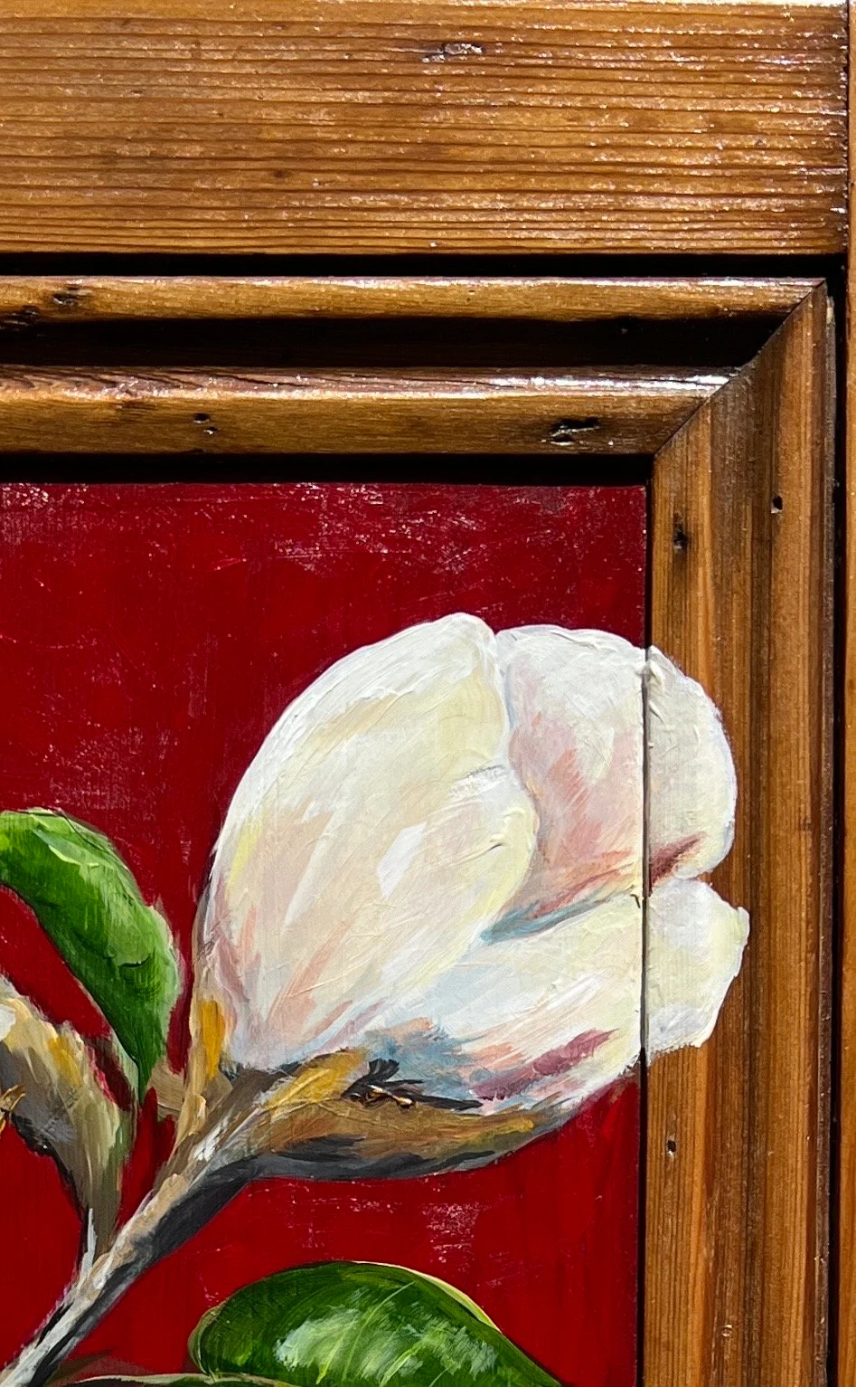 MAGNOLIA and HONEY BEES Original Painting by New Orleans artist, Paige DeBell**Reclaimed Cabinet Door