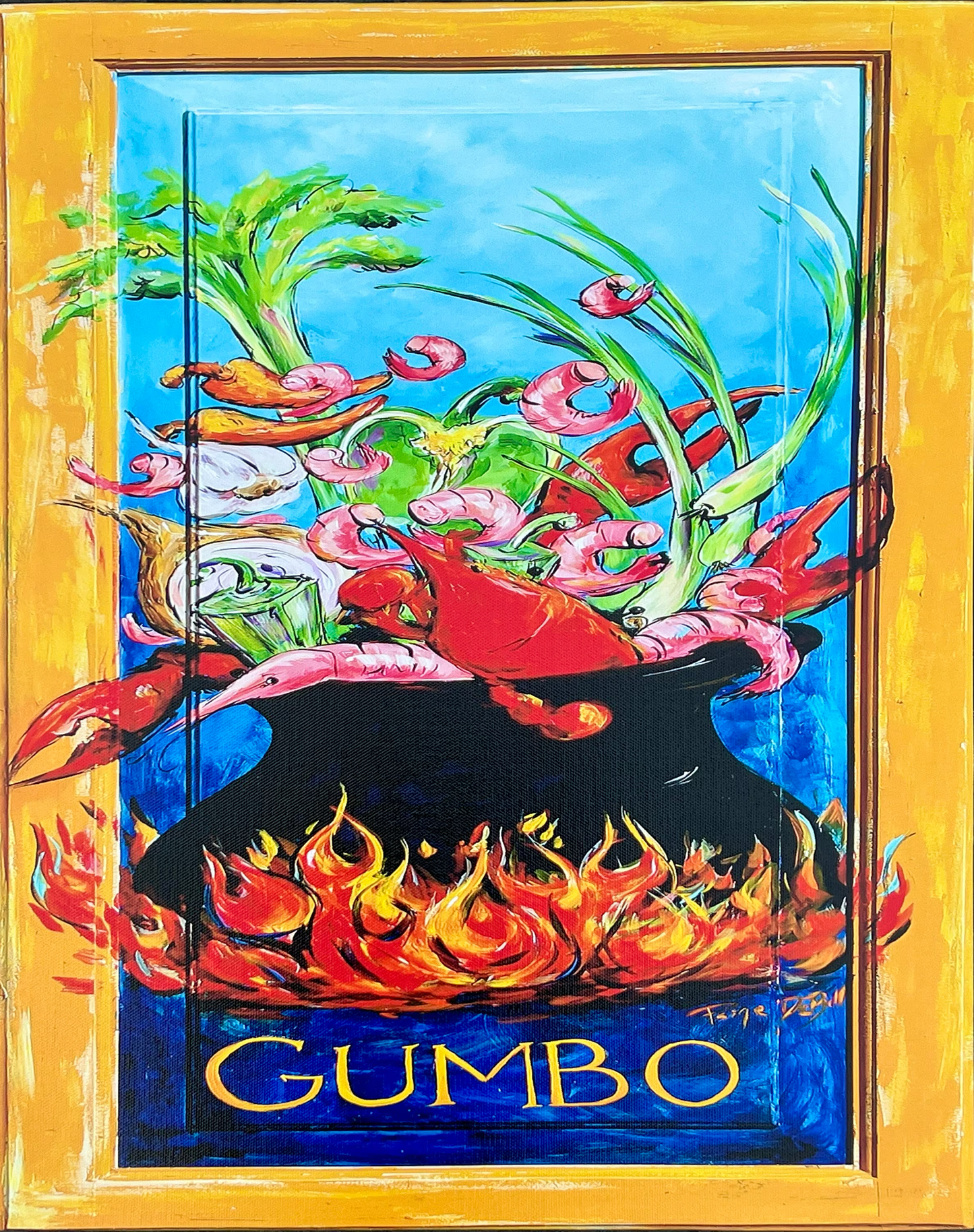 GUMBO Painting** SEAFOOD GUMBO Gallery Wrapped Giclee 16" x 20" ** New Orleans artist, Paige DeBell