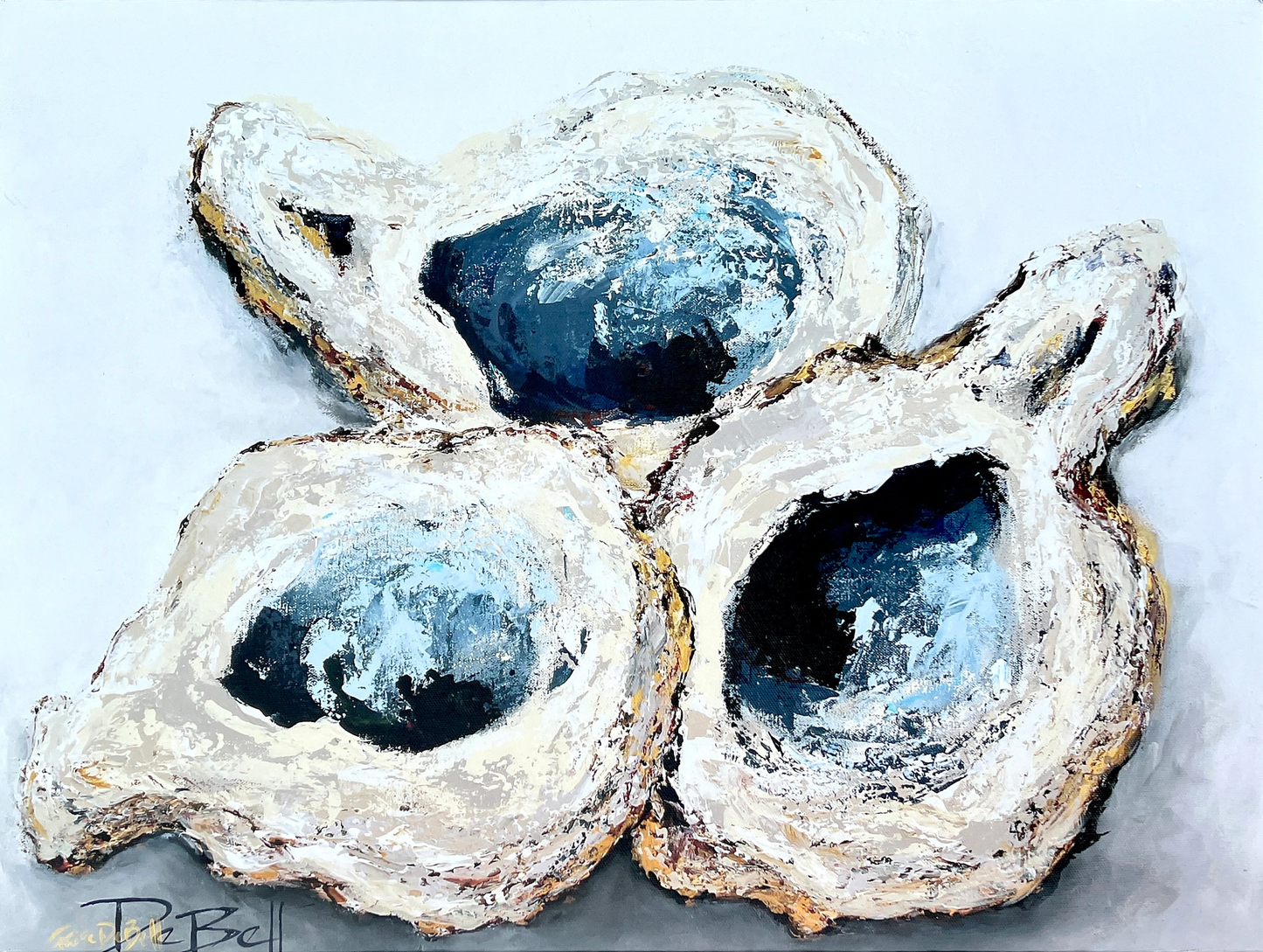 THREE OYSTER SHELLS**Gallery Wrapped Giclee 18" X 24" ** by Paige DeBell