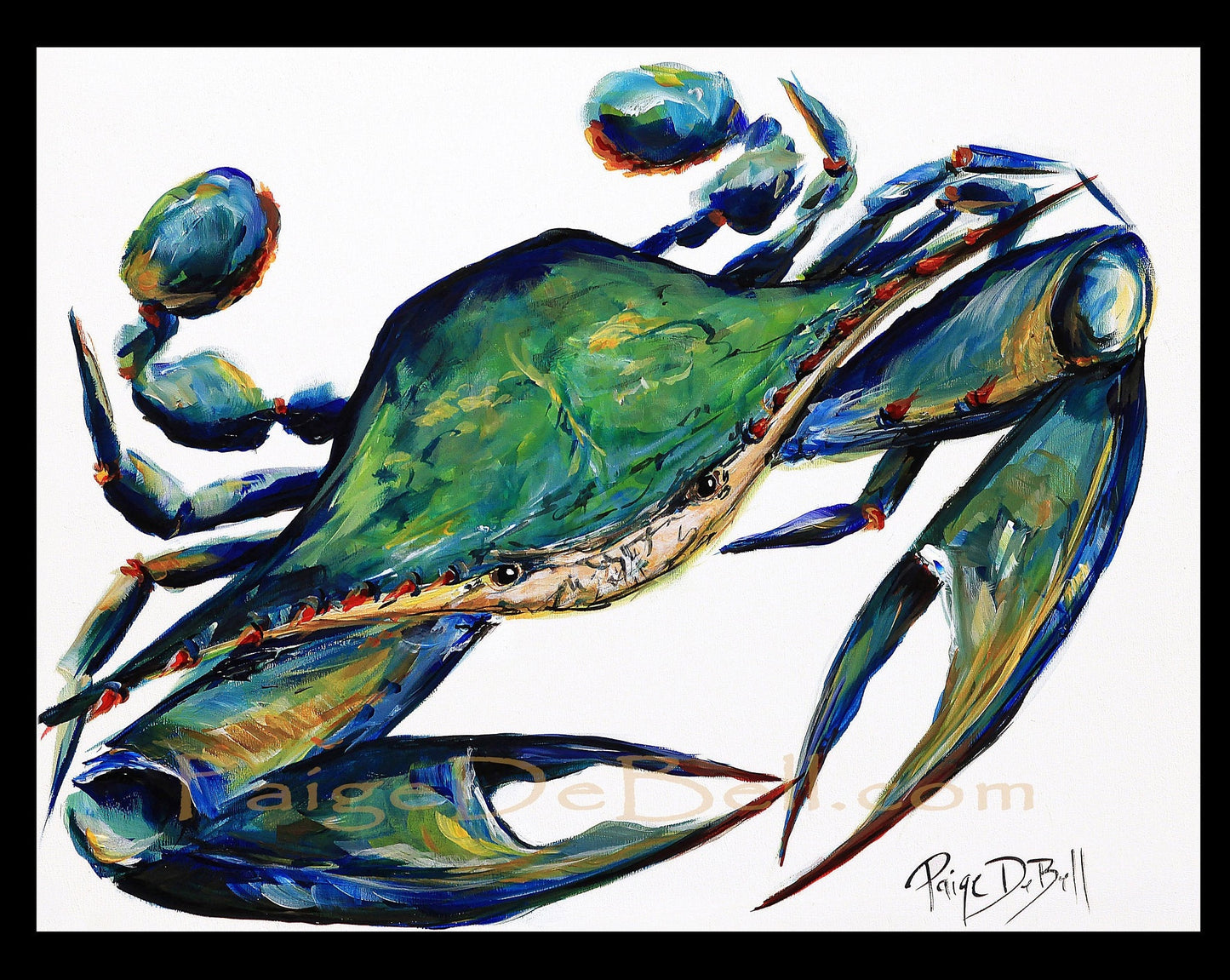 BAYOU BLUE CRAB** Print of my original Crab painting by New Orleans artist, Paige DeBell