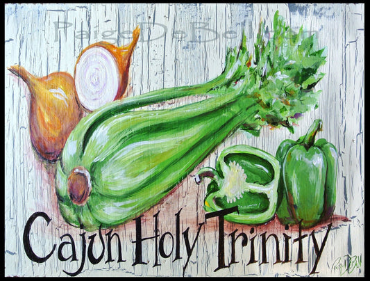 CAJUN HOLY TRINITY ** 11" x14" Print of my original painting by New Orleans artist, Paige DeBell on Architectural Salvage