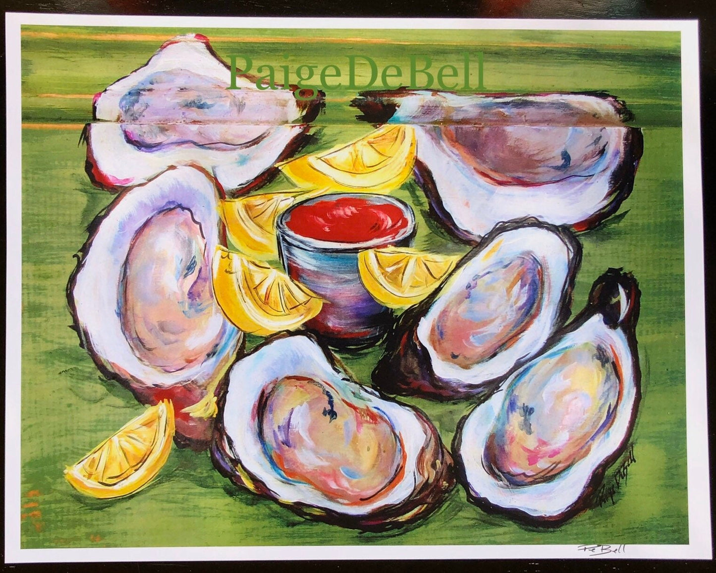 OYSTERS on the HALF SHELL** 11" x14" Print of my Original Oyster painting by New Orleans artist, Paige DeBell on Architectural Salvage