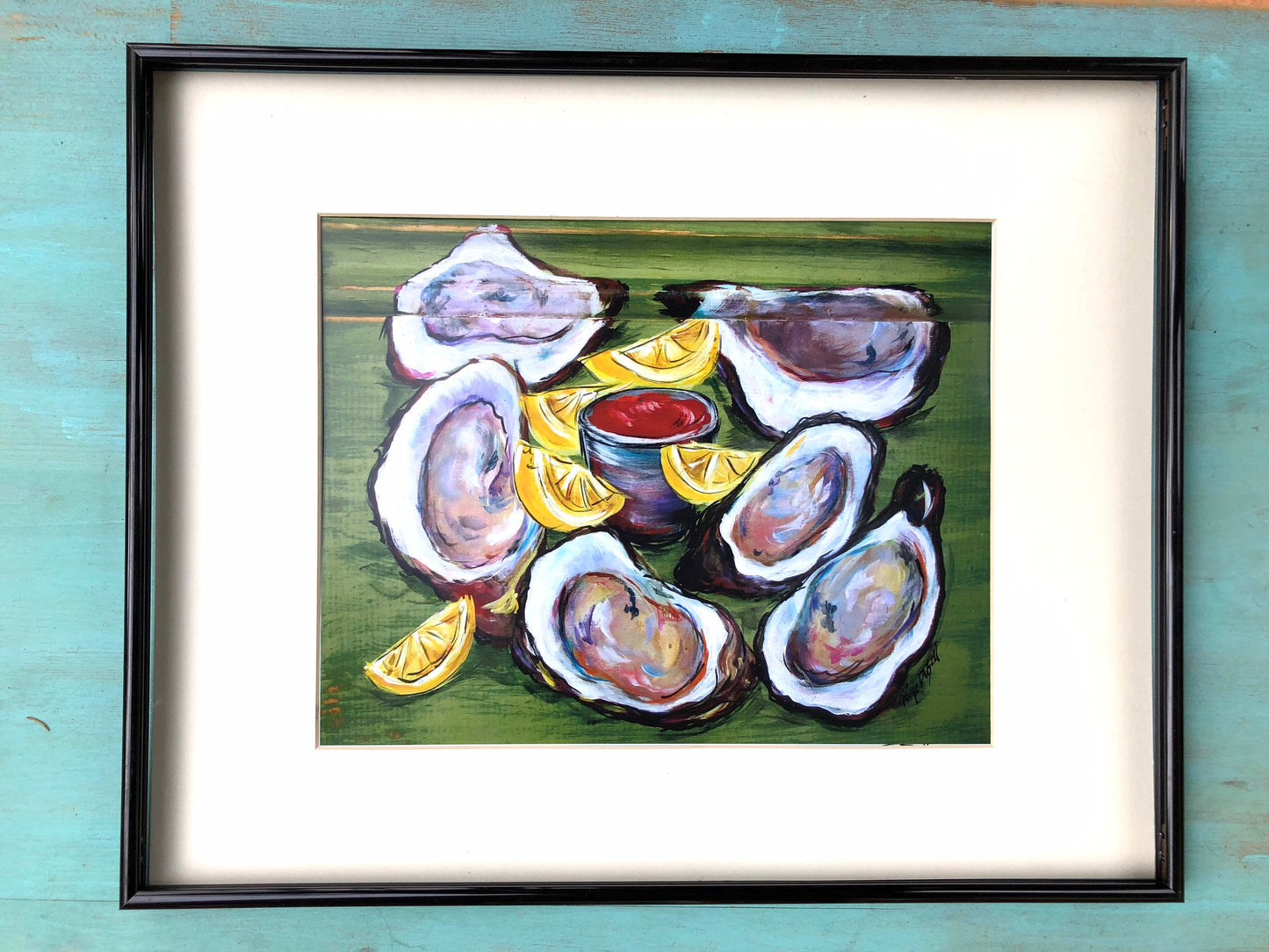 OYSTERS on the HALF SHELL** 11" x14" Print of my Original Oyster painting by New Orleans artist, Paige DeBell on Architectural Salvage