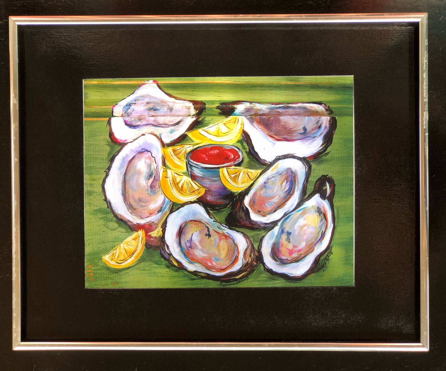 OYSTERS on the HALF SHELL** 11" x14" Print of my Original Oyster painting by New Orleans artist, Paige DeBell on Architectural Salvage