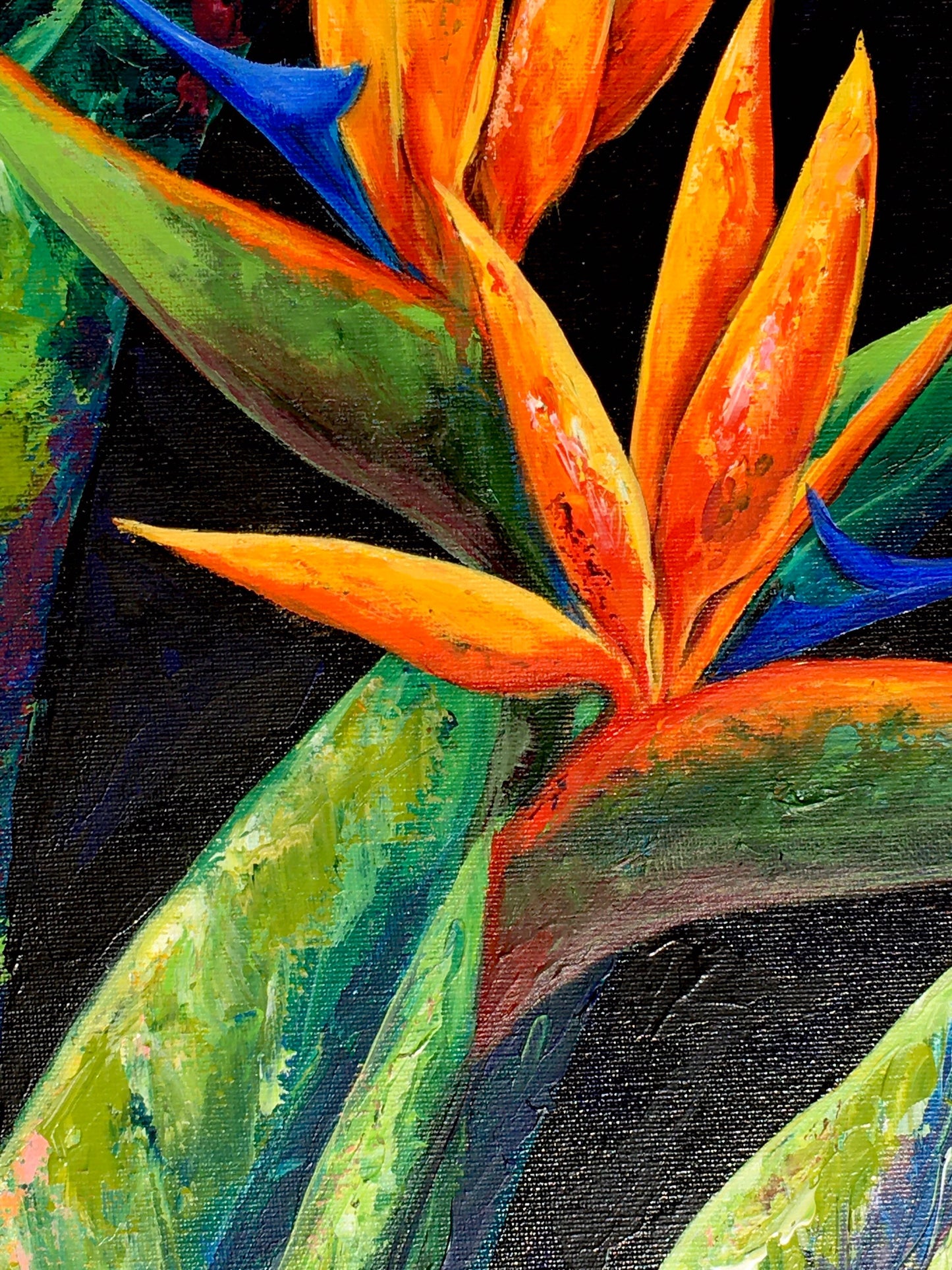 BIRDS of PARADISE PAINTING*  28 x 18 * Original Fine Art Painting on Architectural Salvage by New Orleans artist, Paige DeBell