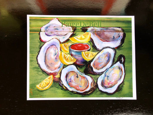 OYSTERS on the HALF SHELL** 11" x14" Print of my Original Oyster painting by New Orleans artist, Paige DeBell on Architectural Salvage