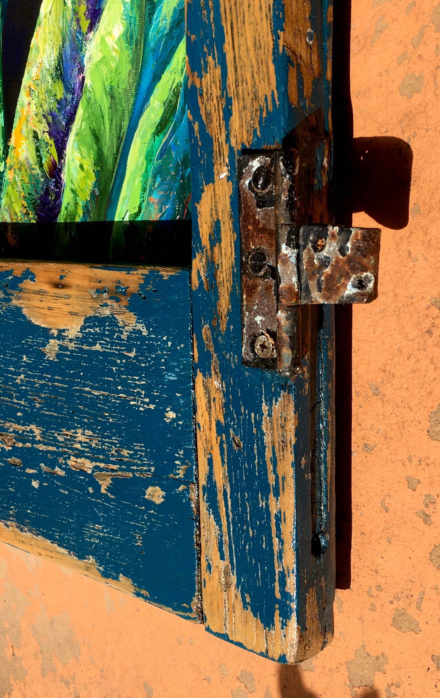 BIRDS of PARADISE PAINTING*  28 x 18 * Original Fine Art Painting on Architectural Salvage by New Orleans artist, Paige DeBell