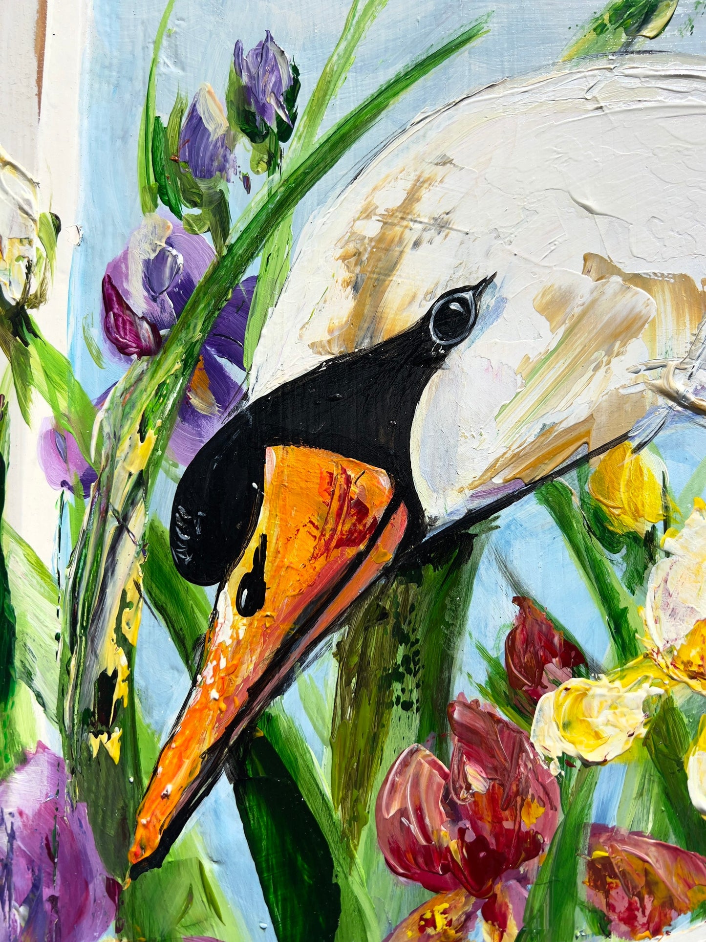 CITY PARK SWAN in the Iris Garden Original painting by New Orleans artist, Paige DeBell